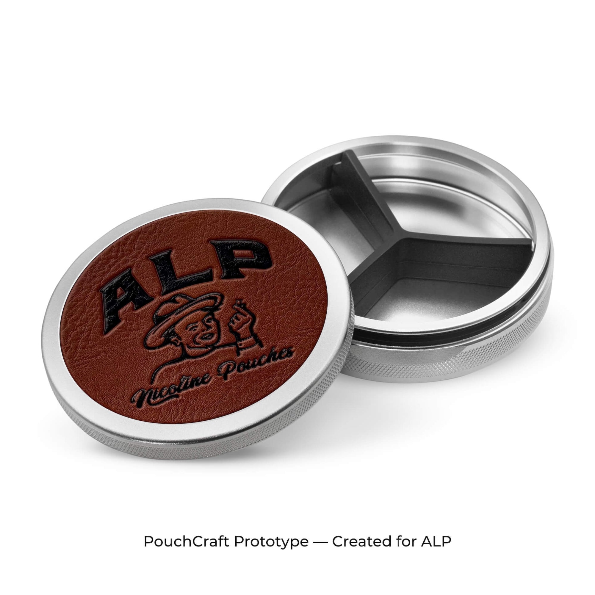 Leather-Top Tall 2-Piece Can | Silver Aluminum | ALP Prototype