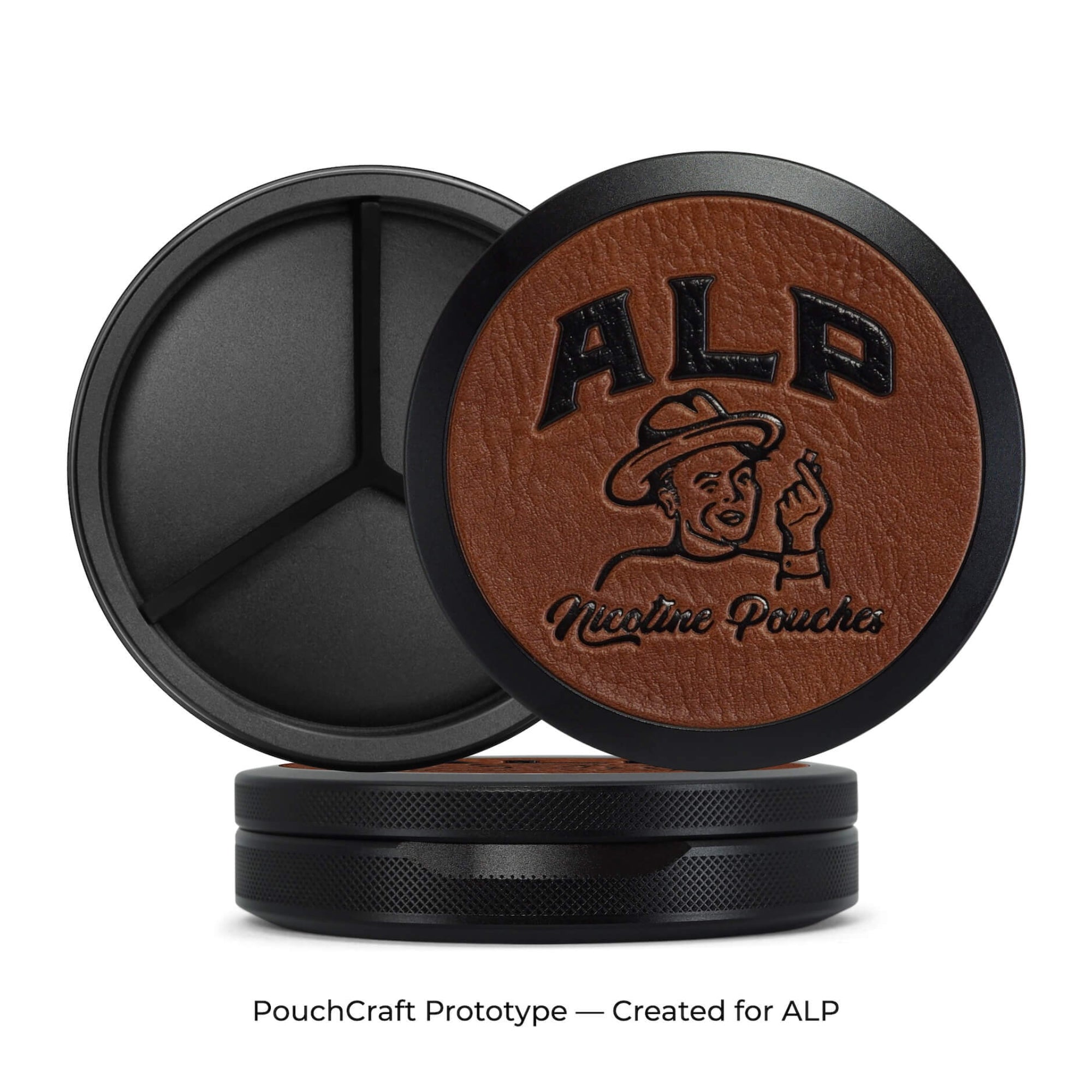 Leather-Top Tall 2-Piece Can | Black Aluminum | ALP Prototype