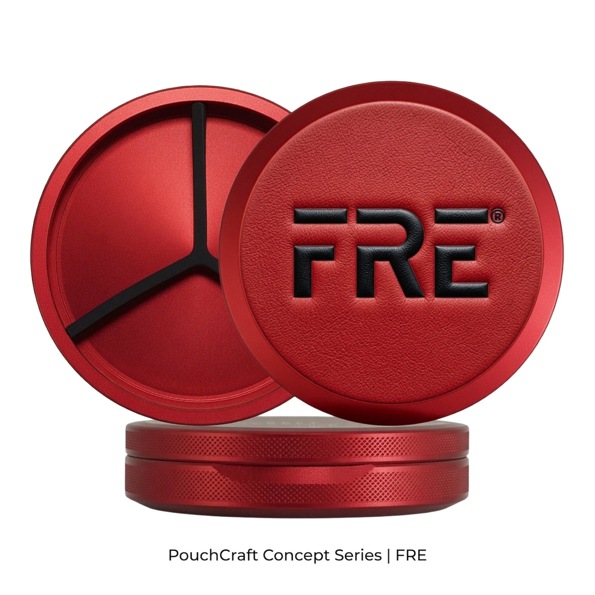 Leather-Top Tall Tin | Red Aluminum | Minimal FRE Logo
