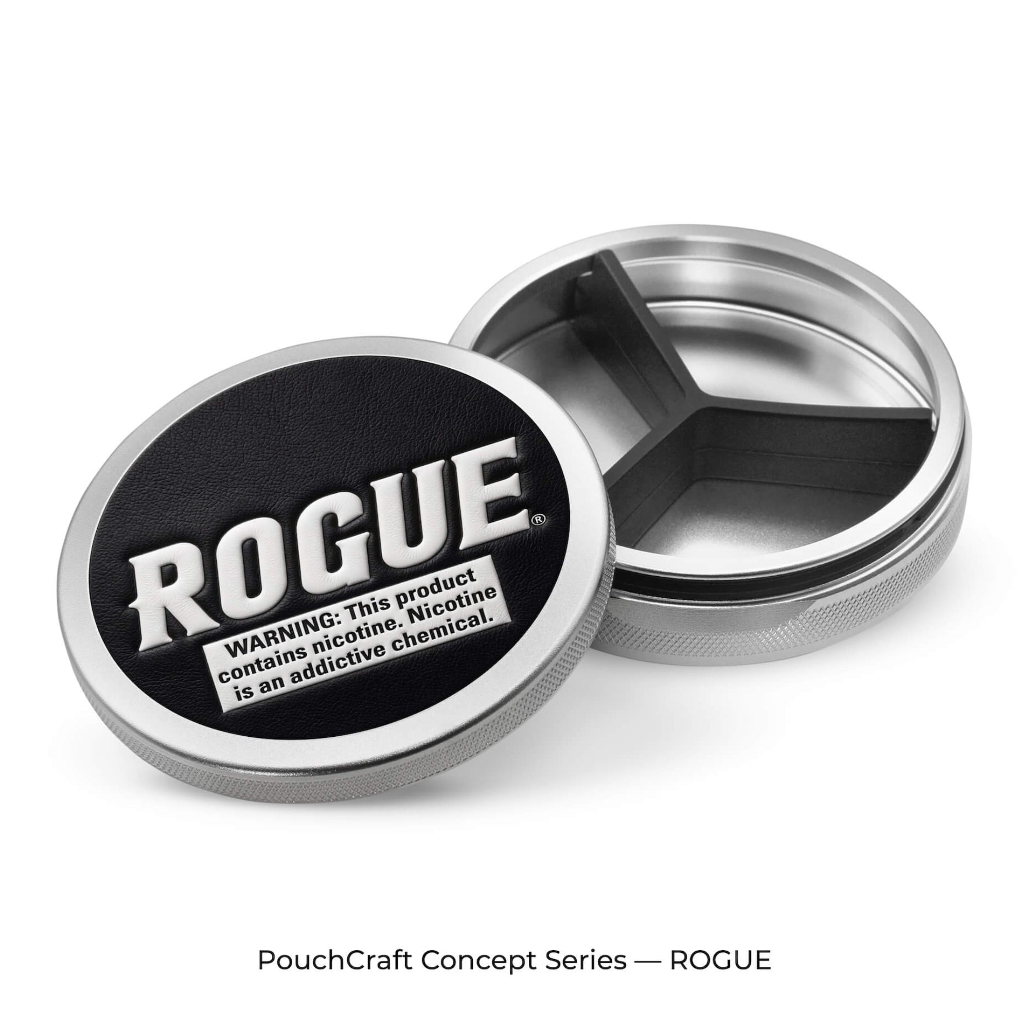 Leather-Top Tall 2-Piece Tin — Silver Aluminum | ROGUE Concept