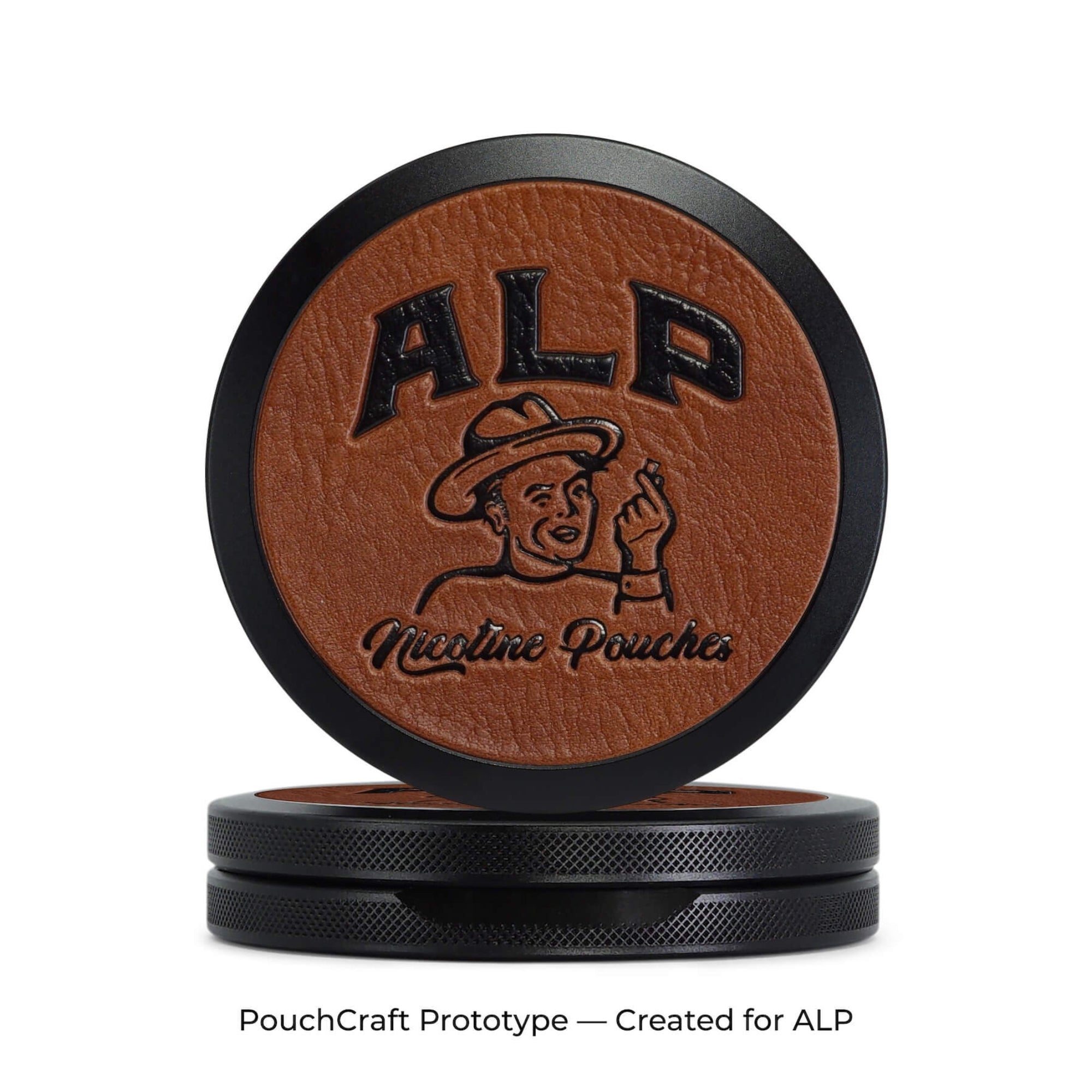 The Gentleman’s Can — Slim 2-Piece Leather-Top | Black Aluminum | ALP Prototype