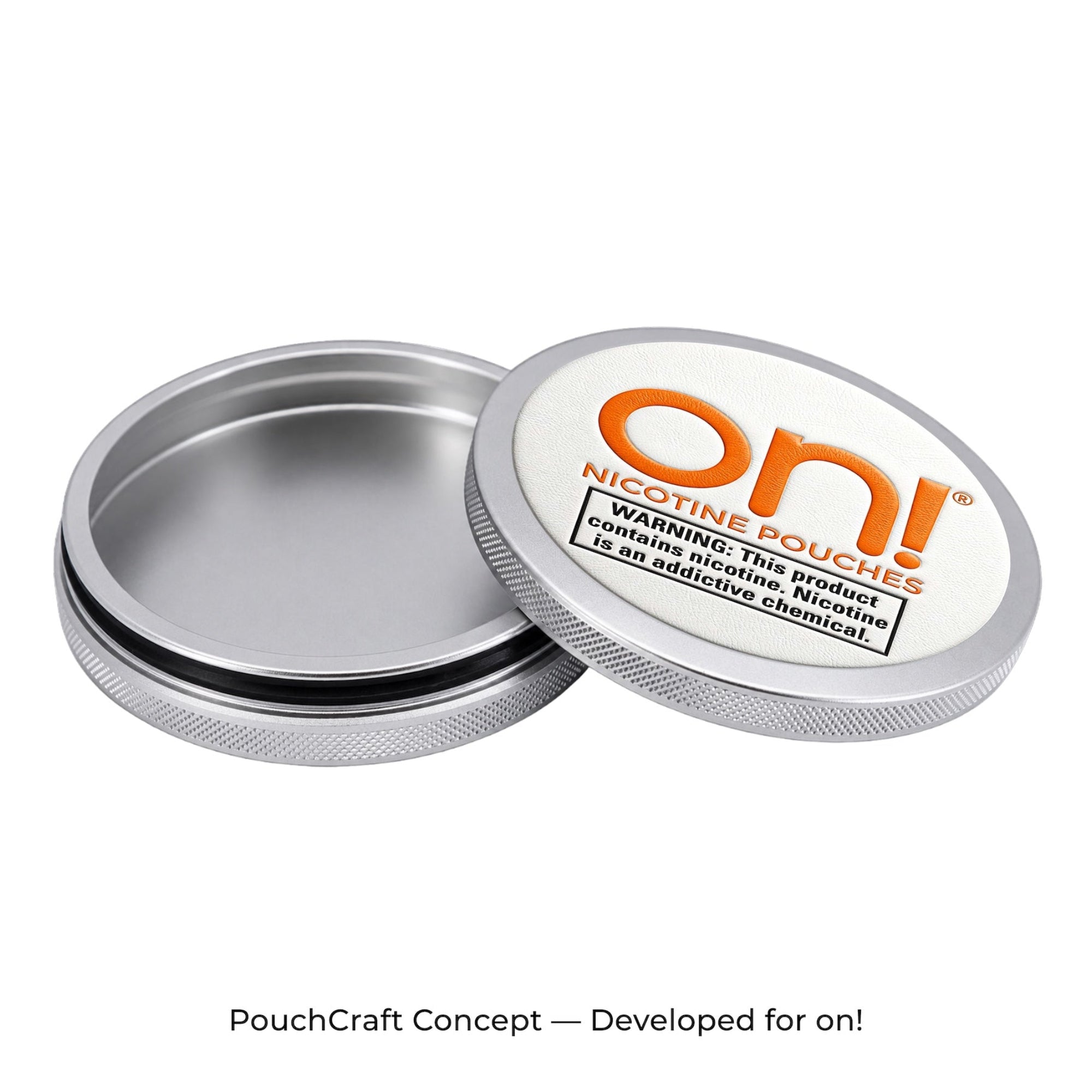 Leather-Top Slim 2-Piece Tin — Silver Aluminum | on! Classic
