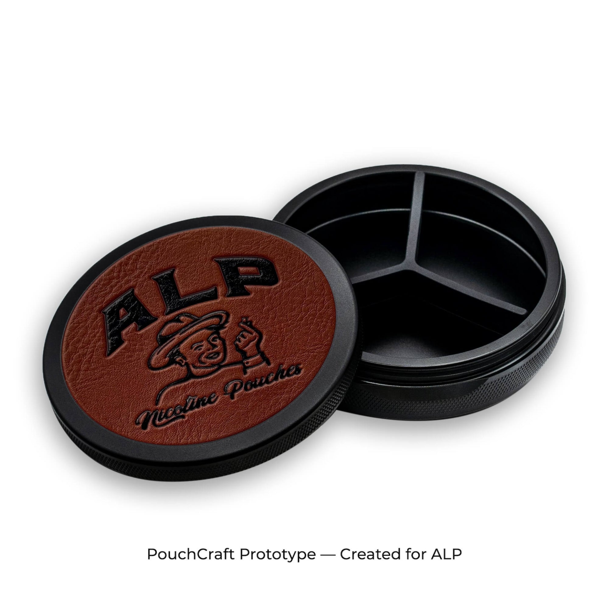 Leather-Top Tall 2-Piece Can | Black Aluminum | ALP Prototype
