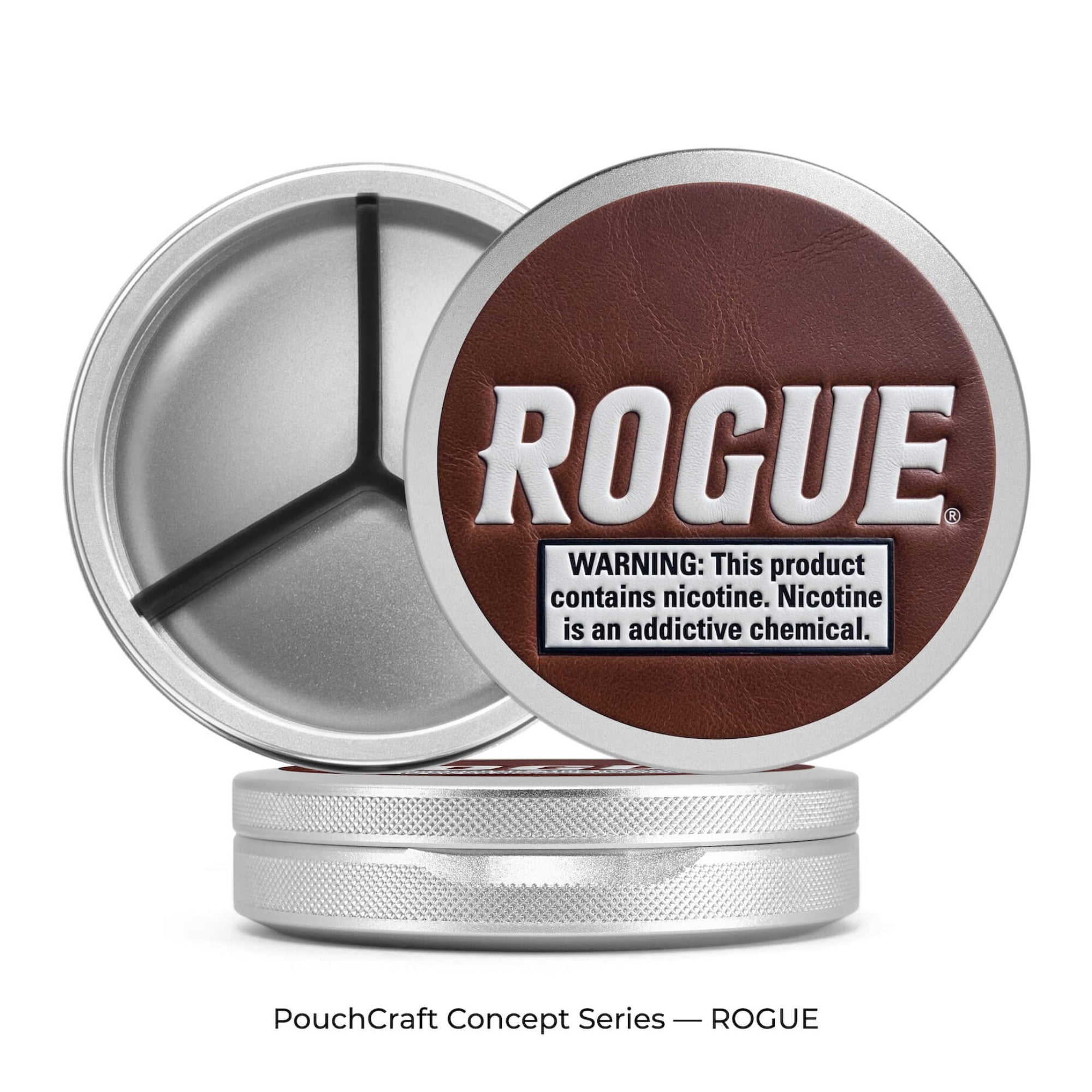 Leather-Top Tall 2-Piece Can — Silver Aluminum | ROGUE Concept