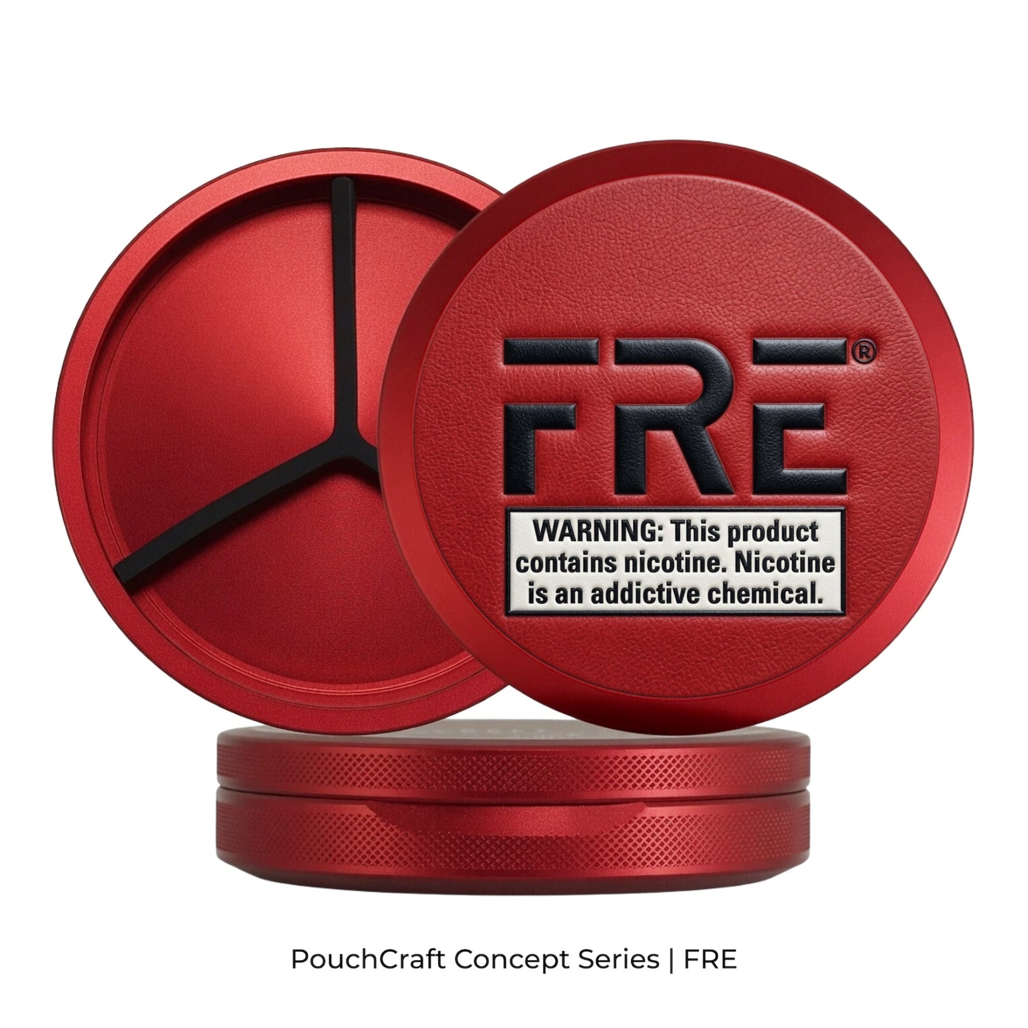 Leather-Top Tall 2-Piece Tin | Red Aluminum | Warning Logo