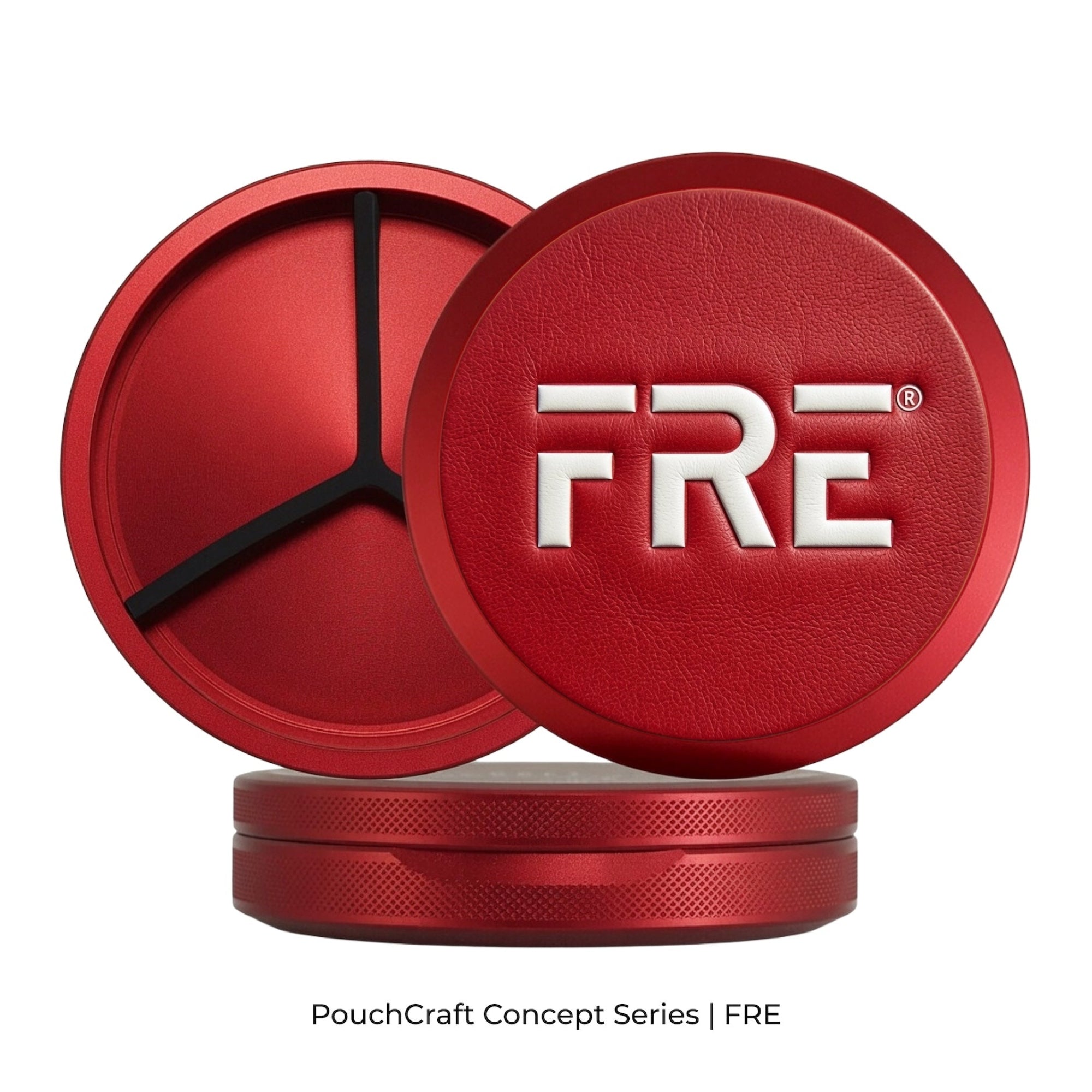 Leather-Top Tall Tin | Red Aluminum | Minimal FRE Logo