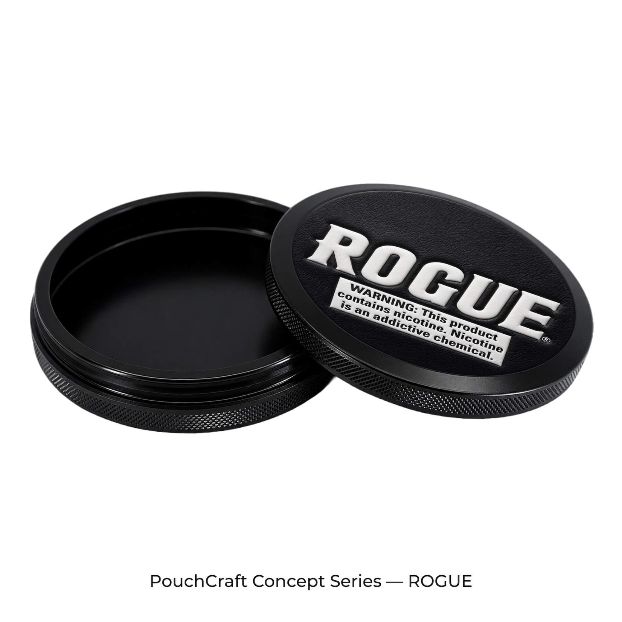 Leather-Top Slim 2-Piece Tin — Black Aluminum | ROGUE Concept