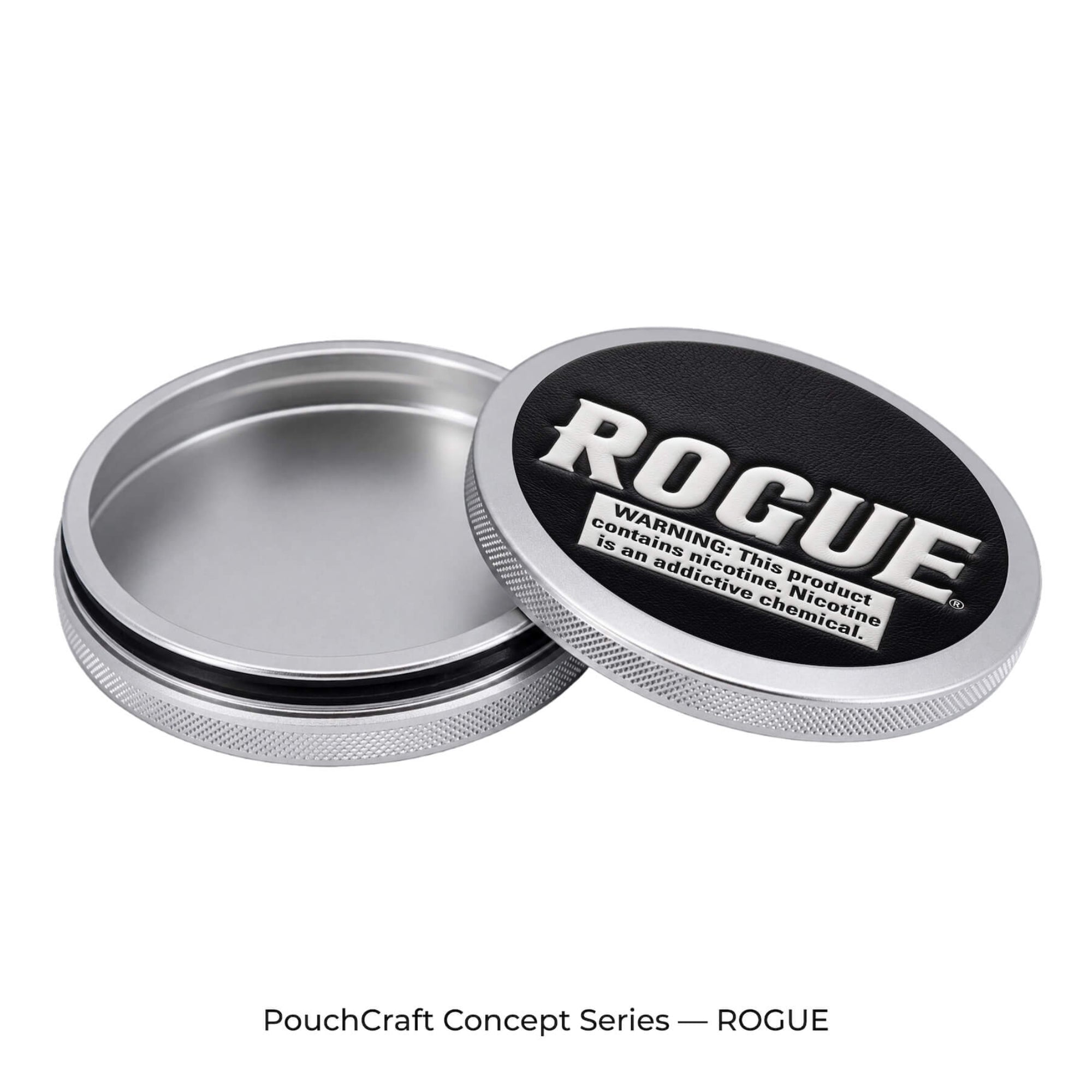 Leather-Top Slim 2-Piece Tin — Silver Aluminum | ROGUE Concept